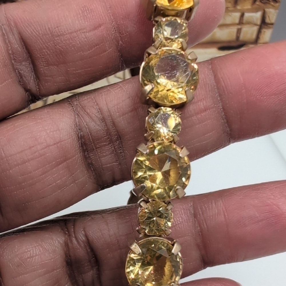 J. Crew Gold Stretch Bracelet with Yellow Stones - Picture 4 of 6